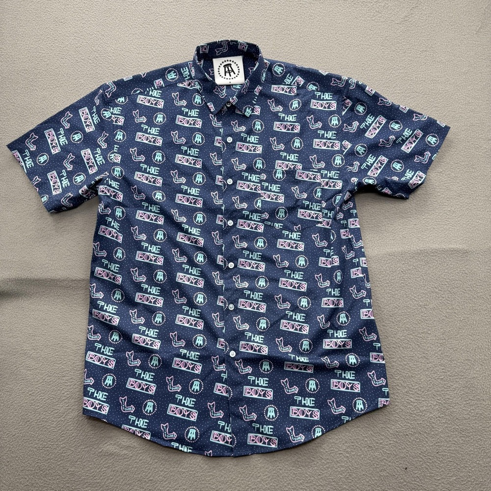 Barstool Sports Tropical Bros Shirt Men Medium Blue The Boy Graphic Short Sleeve